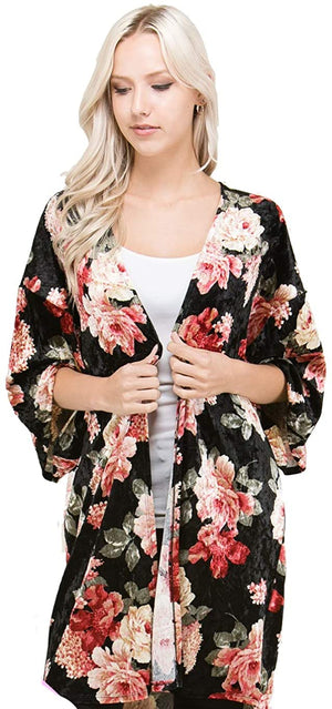 Upsoelle Floral Print Kimono Cardigan Sweater Made in USA