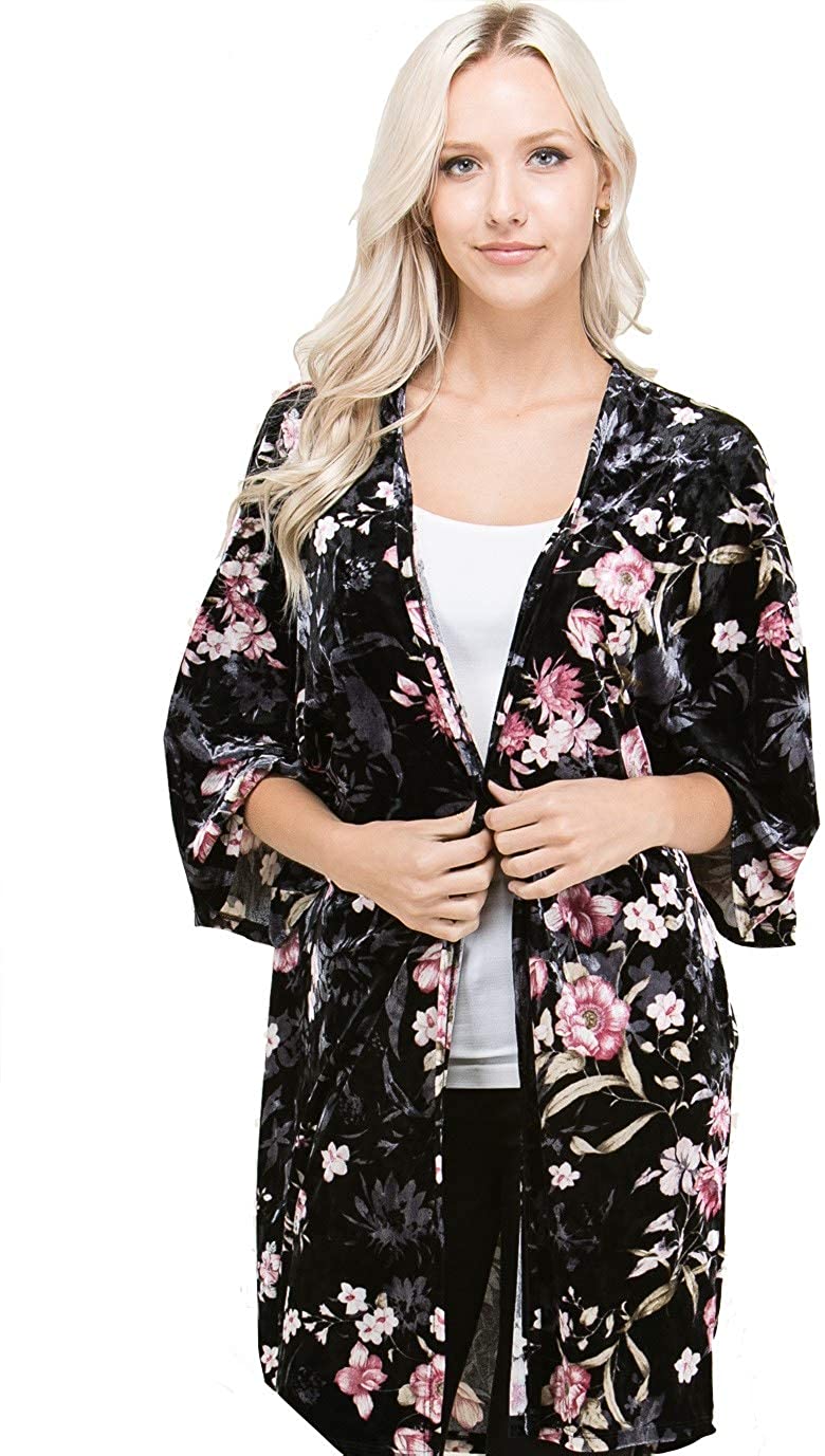 Upsoelle Floral Print Kimono Cardigan Sweater Made in USA