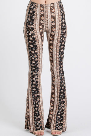 Upsoelle Paisley Print Flare Leg Stretchy Pants